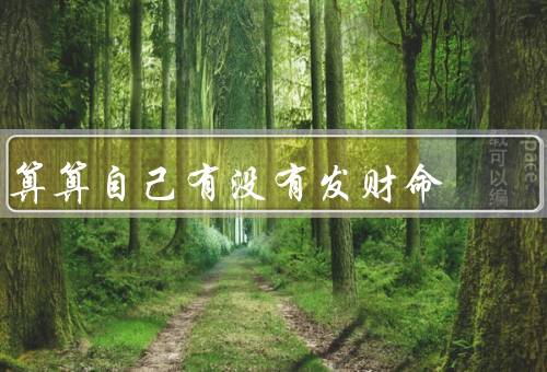 算算自己有没有发财命，金钱观念／职业选择／机遇与努力
