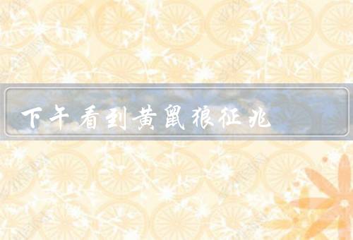 下午看到黄鼠狼征兆，出现／征兆／个人观察与感想